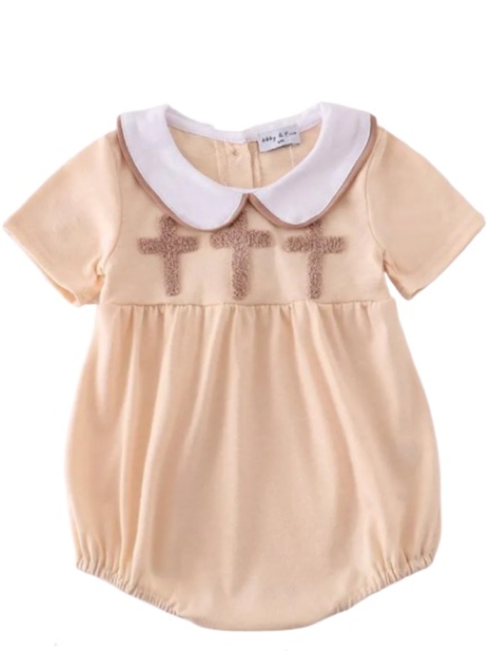 Abbie & Evie Cream Hand Stitched French Knot Cross Bubble NWT Size 18 months